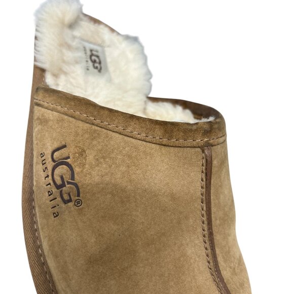 Ugg Australia Pearle Chestnut Brown Suede Sheepskin Men's Slippers Mules sz11 - Picture 9 of 13